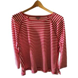 T by Talbots Red White Striped Knit Top Patriotic USA July 4th Size XL Petite